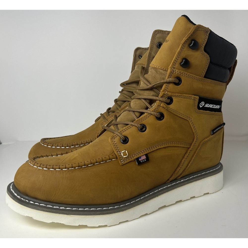 Sureway 819WP Men's 6 Inch Waterproof Moc Toe Work Boot Men's Size 14 Brown